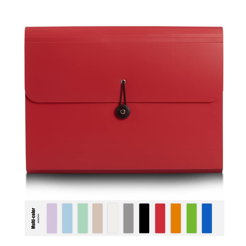Nicfaec Expanding File Folder with 13 Pockets, Red, Polypropylene, 12.99"" x 9.45"" x 1.1"" - Image 3